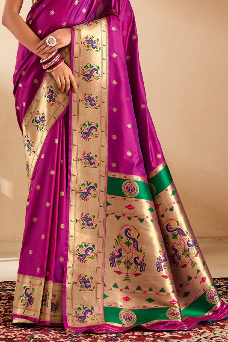 Hot Magenta Paithani Silk Saree