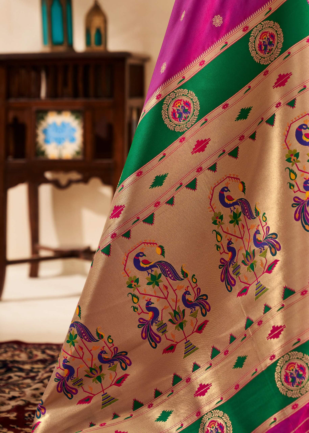 Hot Magenta Paithani Silk Saree