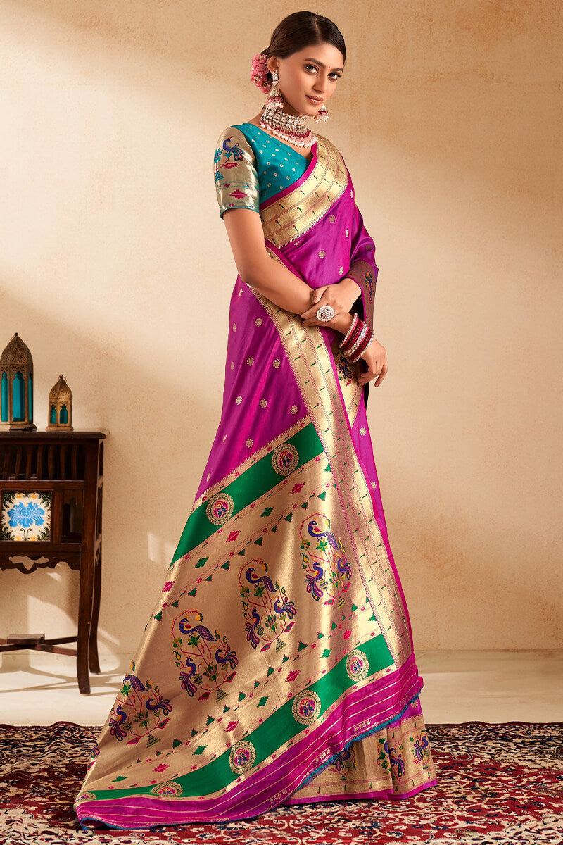 Hot Magenta Paithani Silk Saree