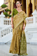 Husk Green Tissue Silk Saree