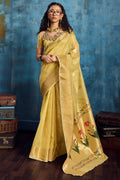 Indian Yellow Paithani Tissue Silk Saree