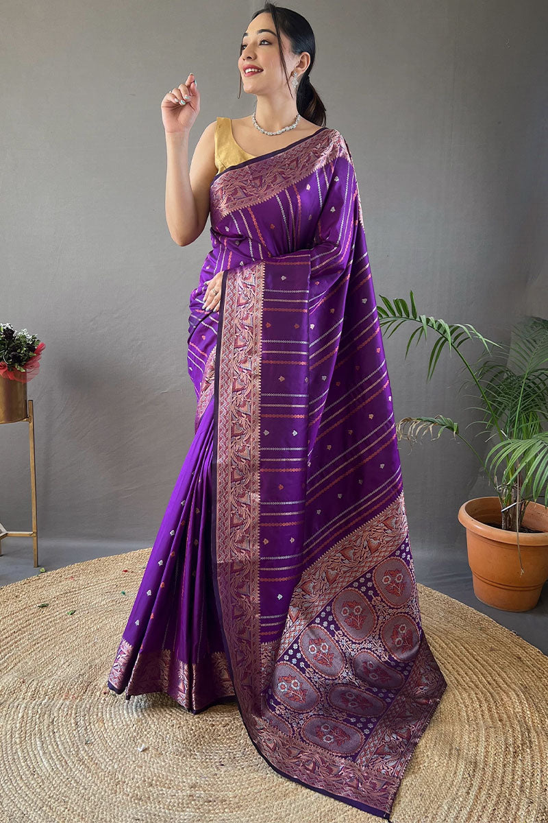 Iris Purple Soft Banarasi Silk Saree