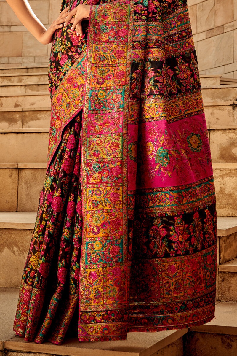 Jaguar Black Kashmiri Modal Silk Saree
