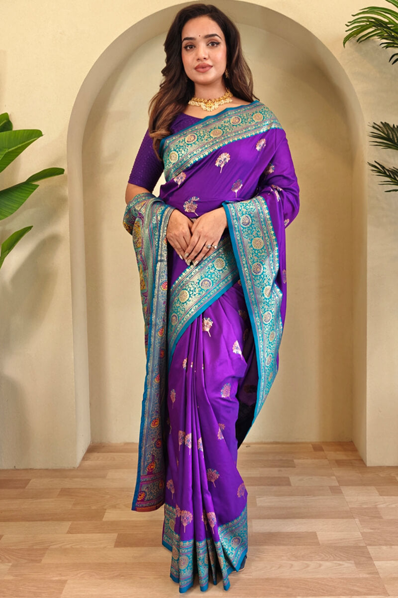 Jam Purple Banarasi Silk saree