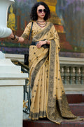 Light Brown Linen Tissue Silk Saree
