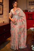 Light Peach Kashmiri Modal Silk Saree