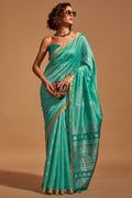 Light Sea Green Zari Woven Banarasi Silk Saree