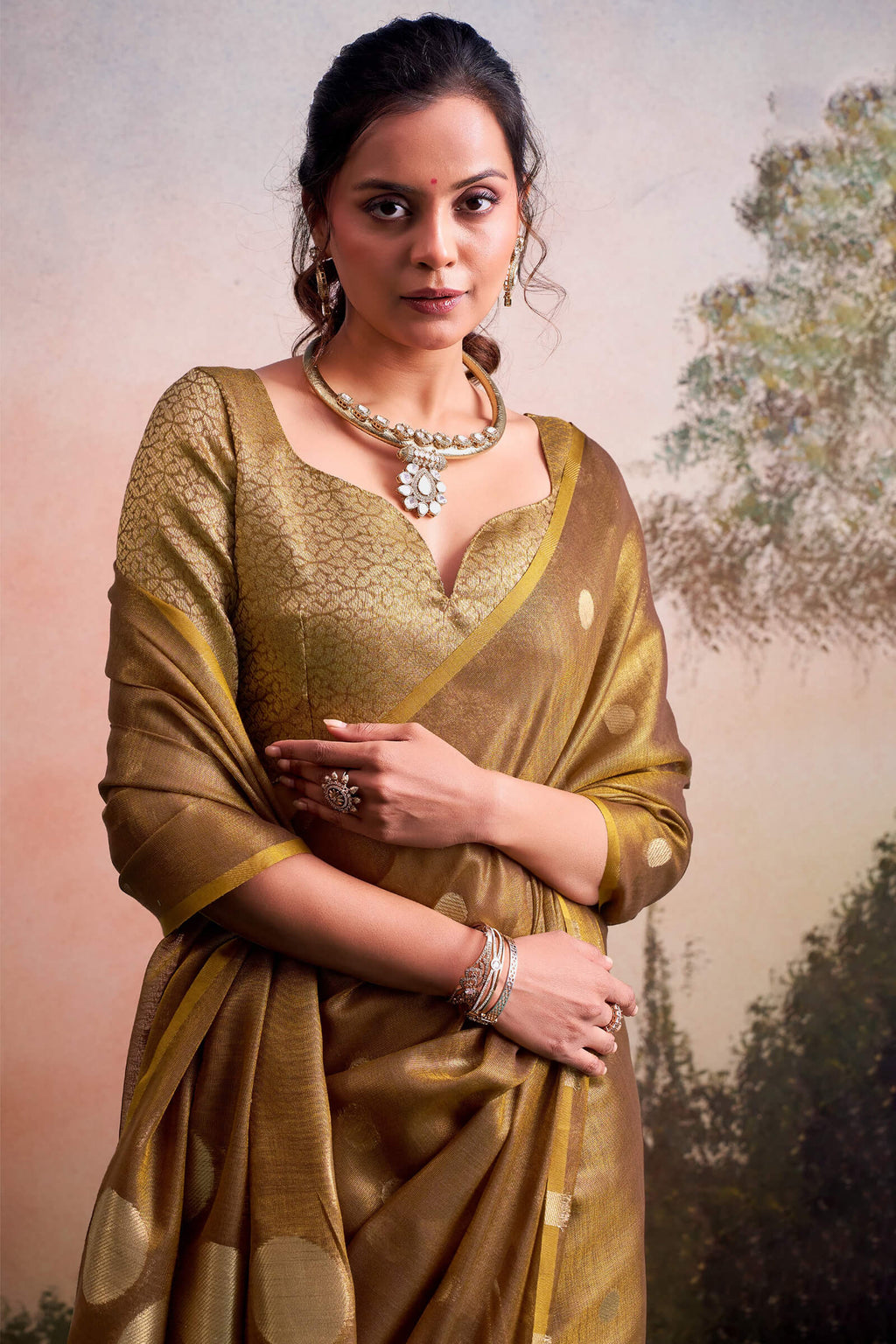 Luxor Gold Banarasi Tissue Silk Saree