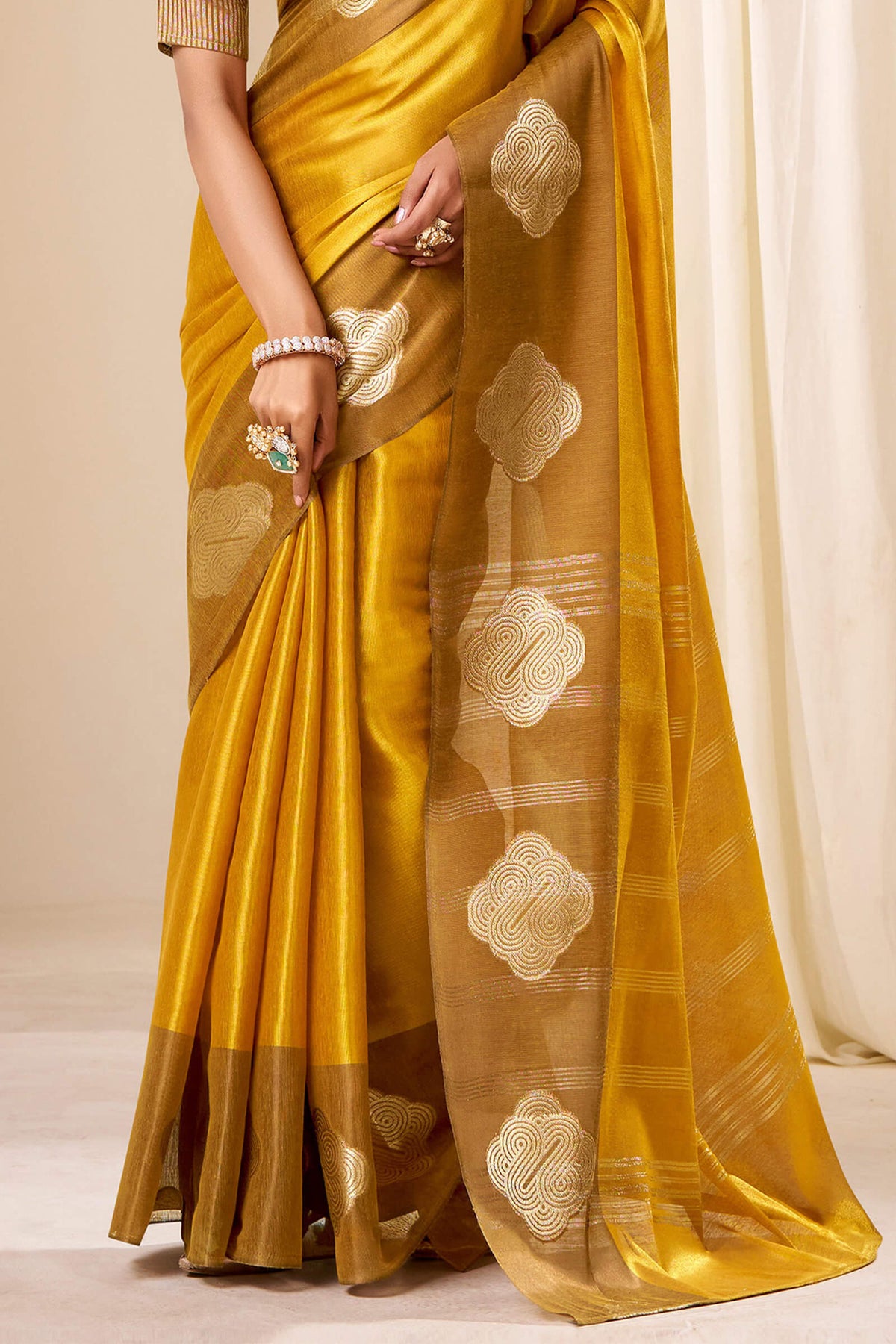 Luxury Gold Banarasi Tissue Silk Saree