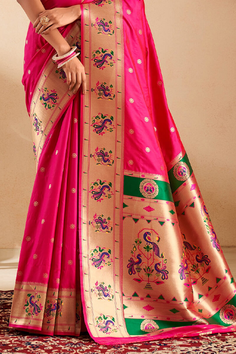Mandy Pink Paithani Silk Saree