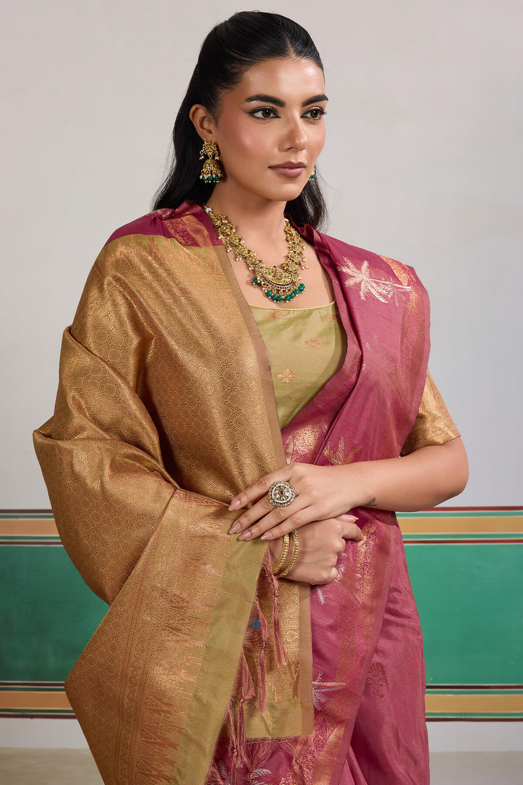 Merlot Wine Banarasi Tussar Silk Saree