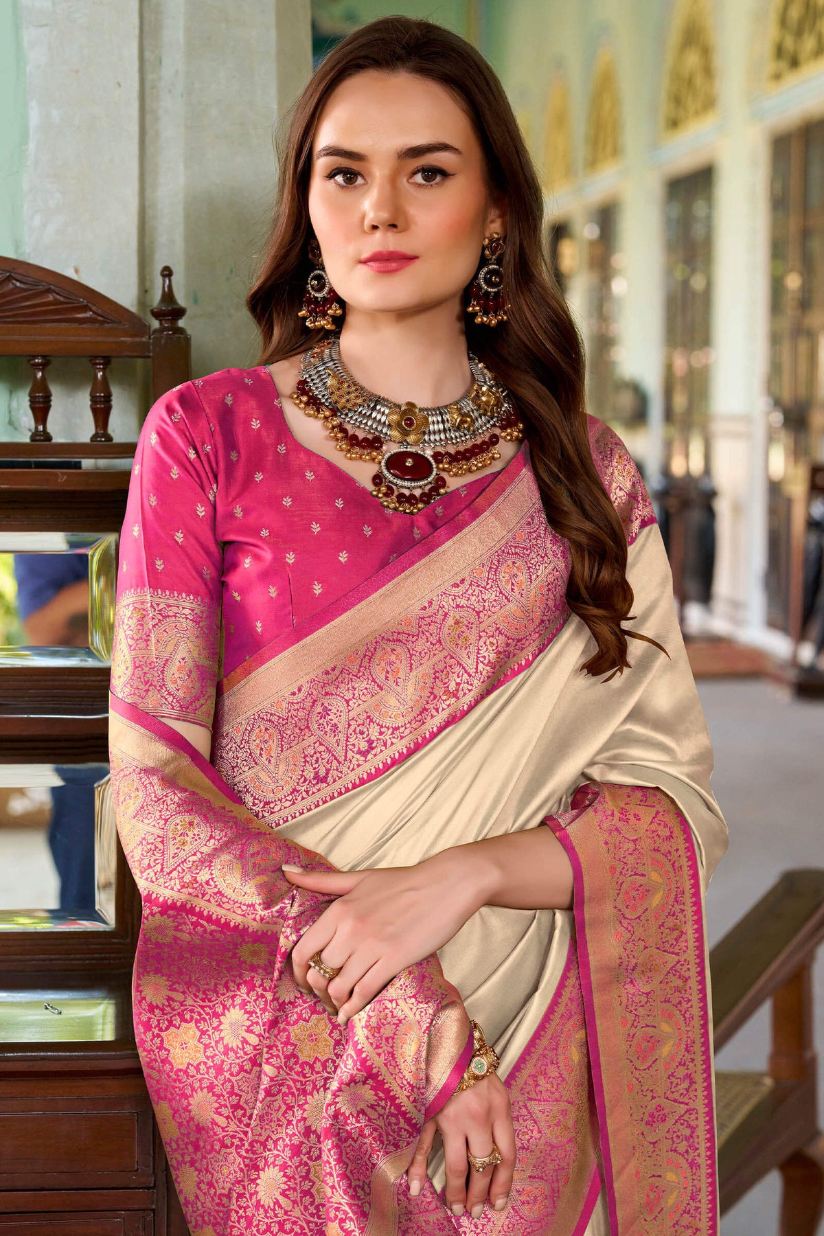 Misty Beige Soft Silk Saree