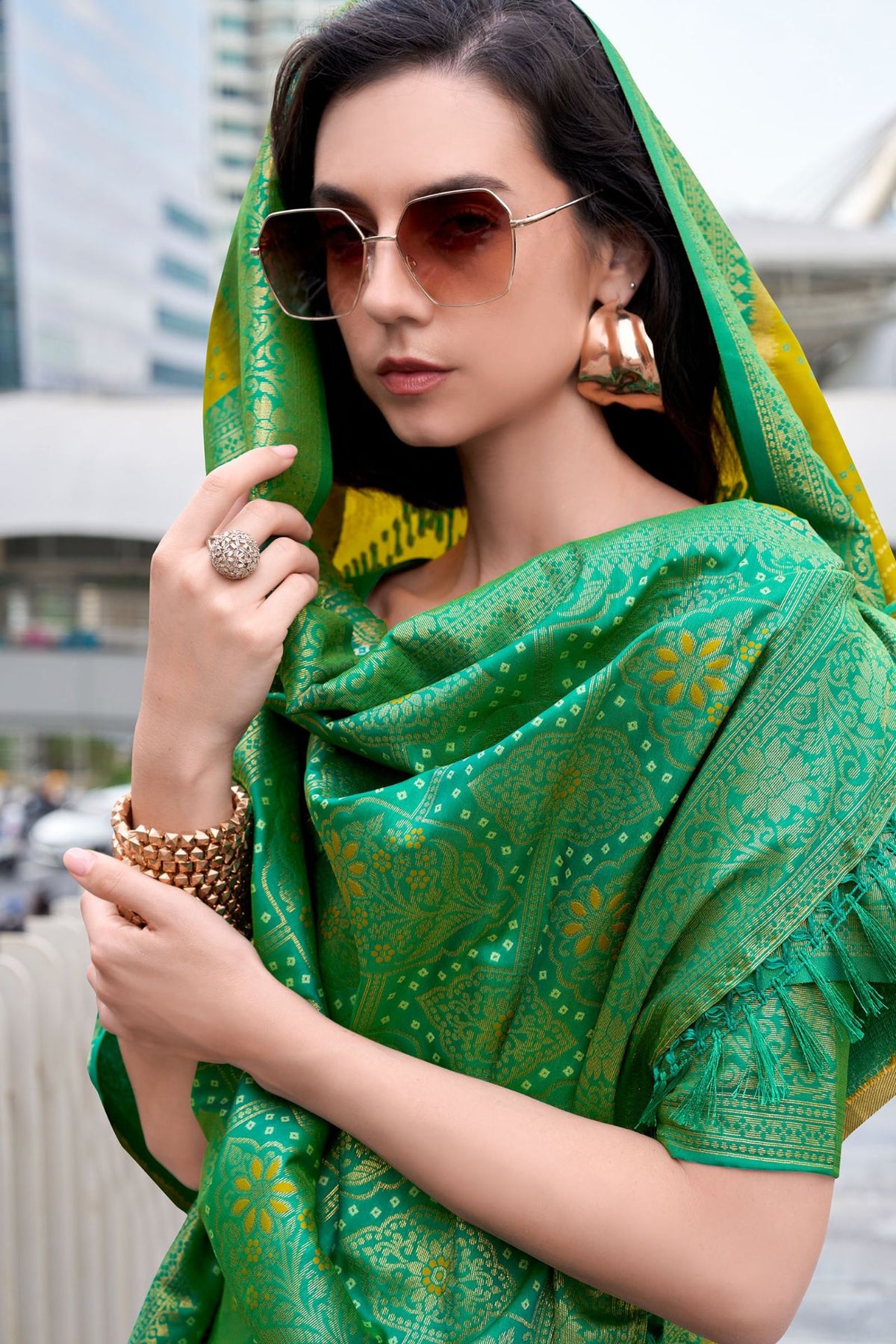 Muddy Yellow Soft Bandhani Saree