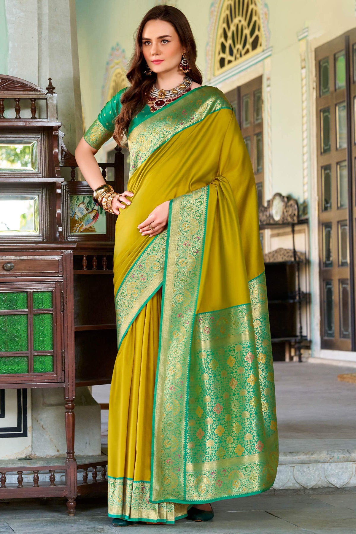 Muddy Yellow Soft Silk Saree
