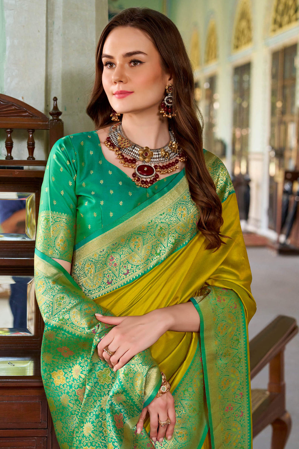 Muddy Yellow Soft Silk Saree