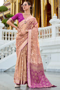 Oriental Pink Tissue Silk Saree
