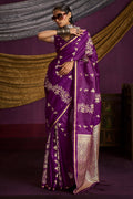 Palatinate Purple Zari Woven Banarasi Satin Silk Saree