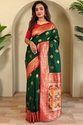 Parsley Green Banarasi Silk saree
