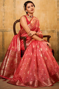 Pastel Red Banarasi Silk Saree