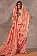 Peachy Pink Banarasi Two Tone Silk Saree