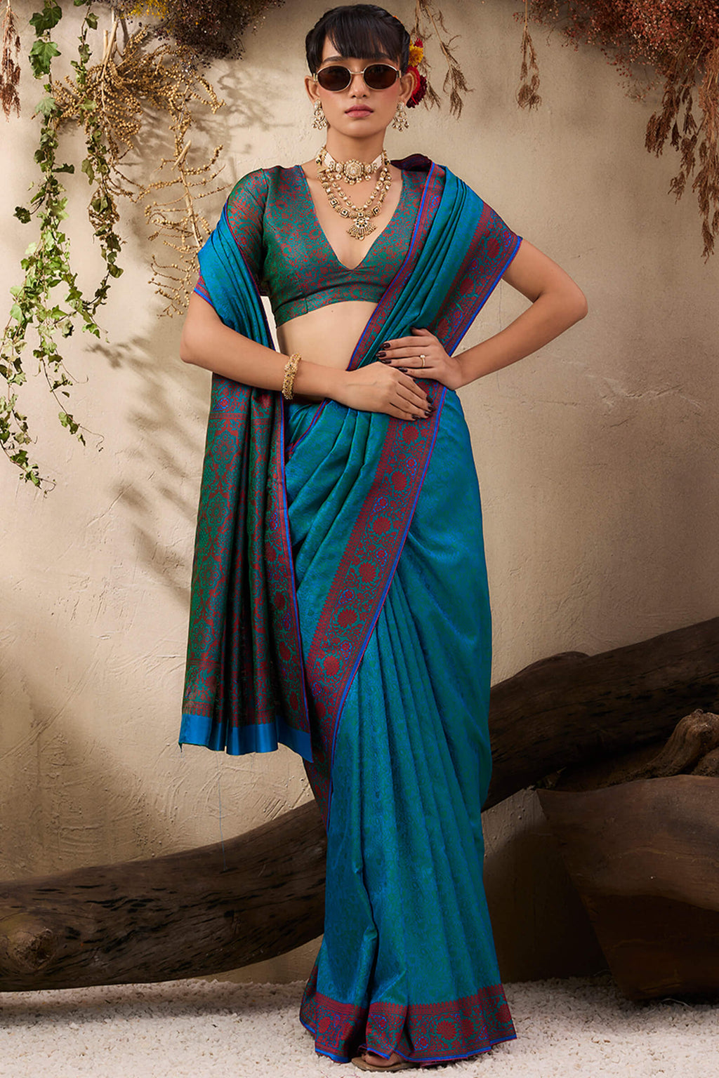 Peacock Blue Kanjivaram Silk Saree