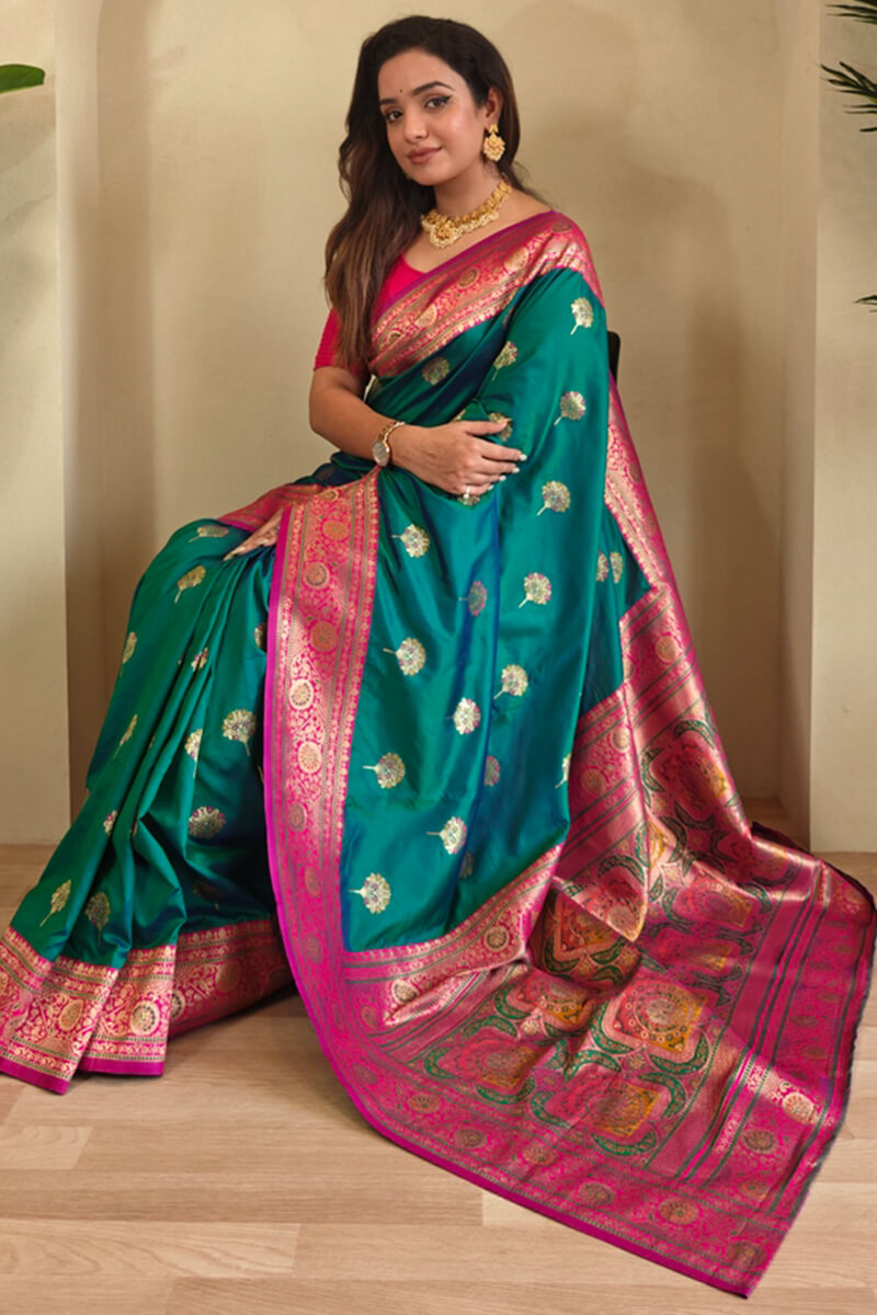 Persian Green Banarasi Silk saree