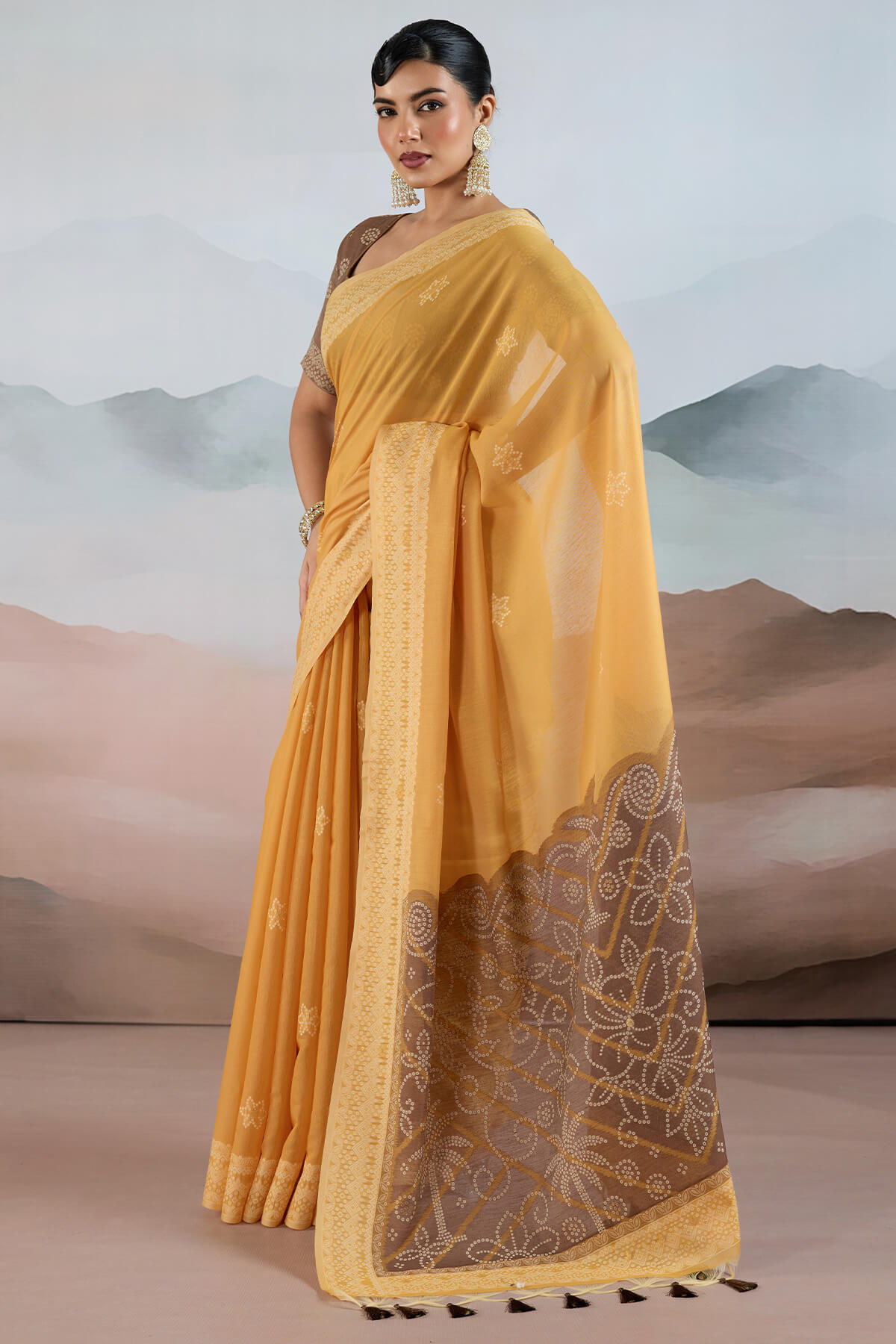 Persian Orange Pure Cotton Viscose Silk Saree