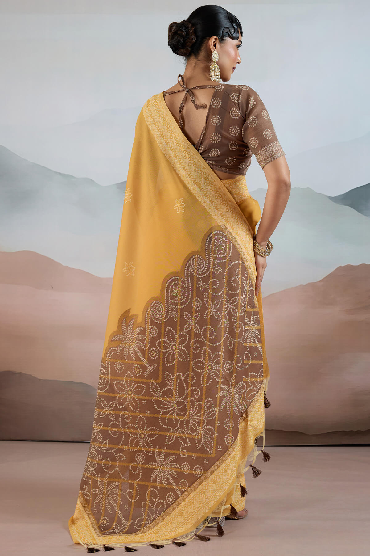 Persian Orange Pure Cotton Viscose Silk Saree