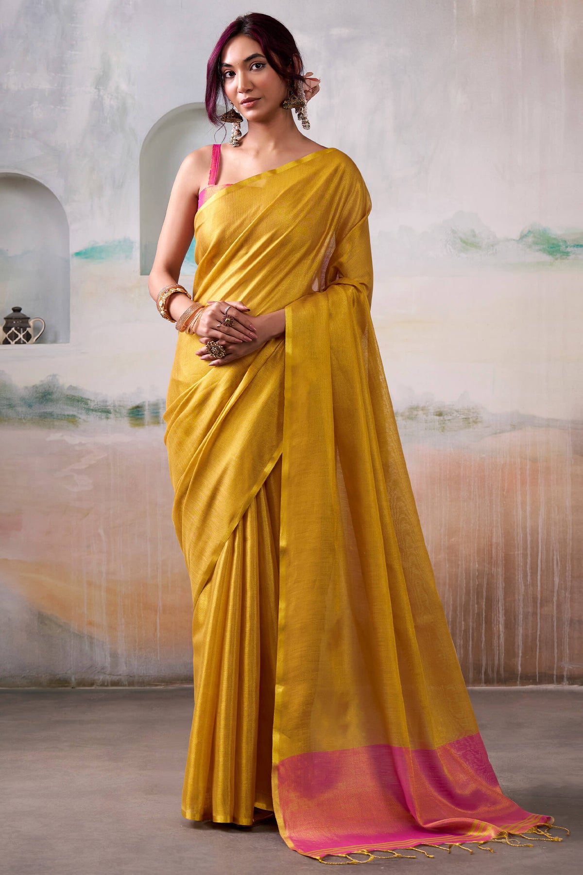 Pirate Gold Tissue Silk Saree