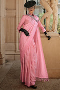 Powder Pink Kanjivaram Satin Silk Saree