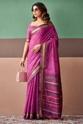 Purplish Pink Cotton Silk Saree