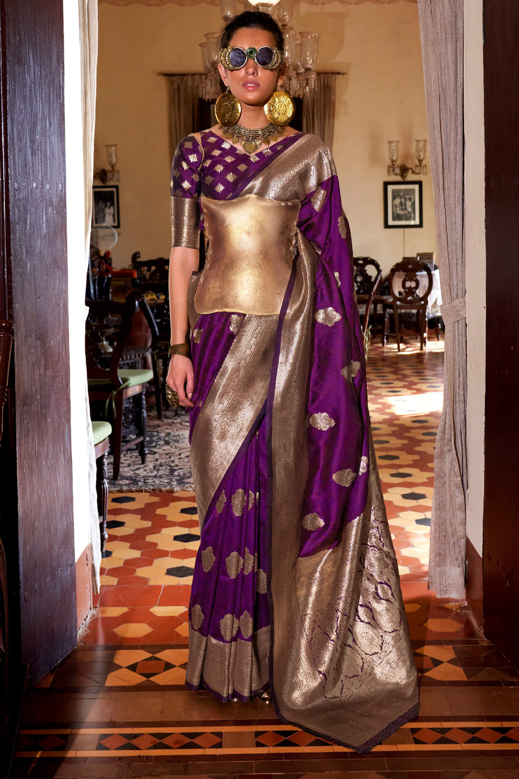 Rich Purple Two tone Banarasi Silk Saree