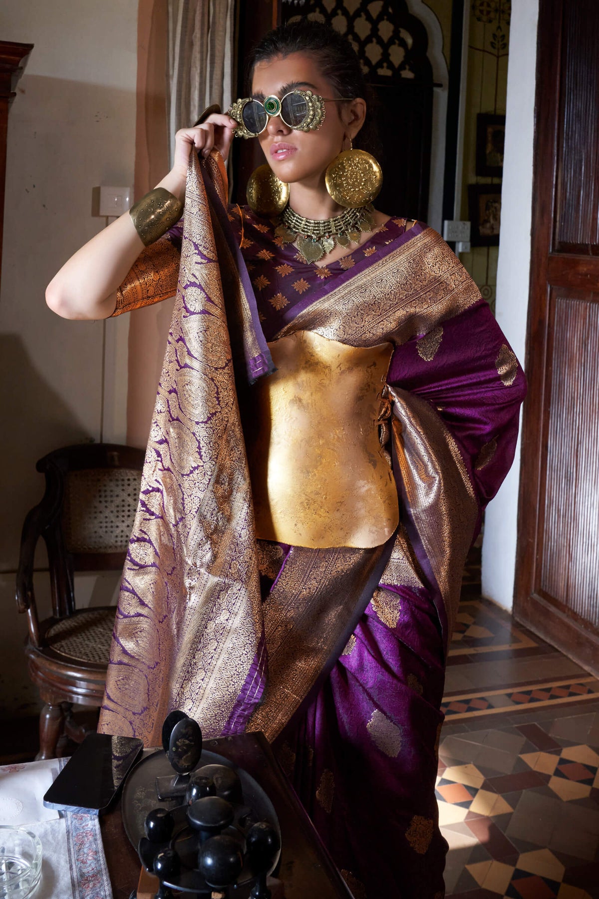 Rich Purple Two tone Banarasi Silk Saree