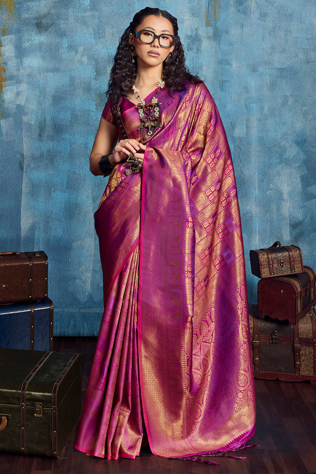 Rich Purple Zari Woven Kanjivaram Silk Saree