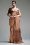 Rosy Brown Jamdani Cotton Silk Saree