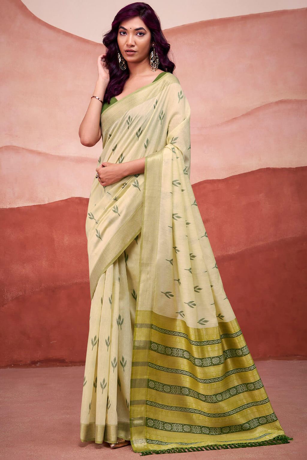 Sage Green Modal Cotton Silk Saree