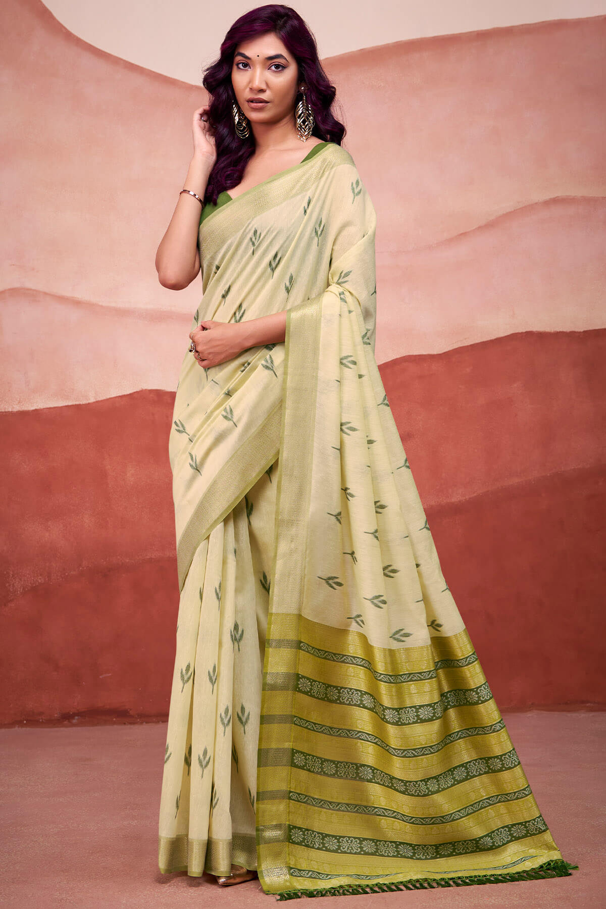 Sage Green Modal Cotton Silk Saree