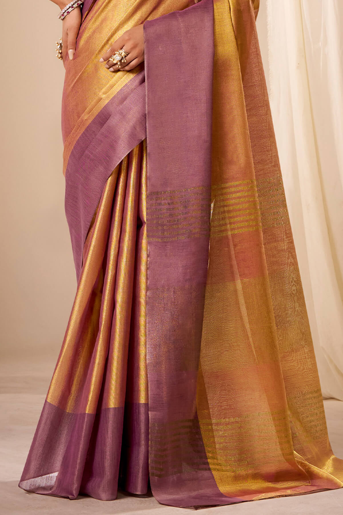 Sand Brown Banarasi Tissue Silk Saree