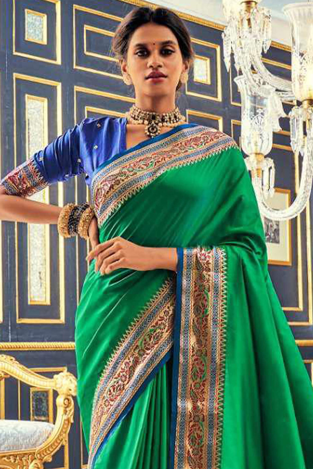Shamrock Green Soft Paithani Silk Saree