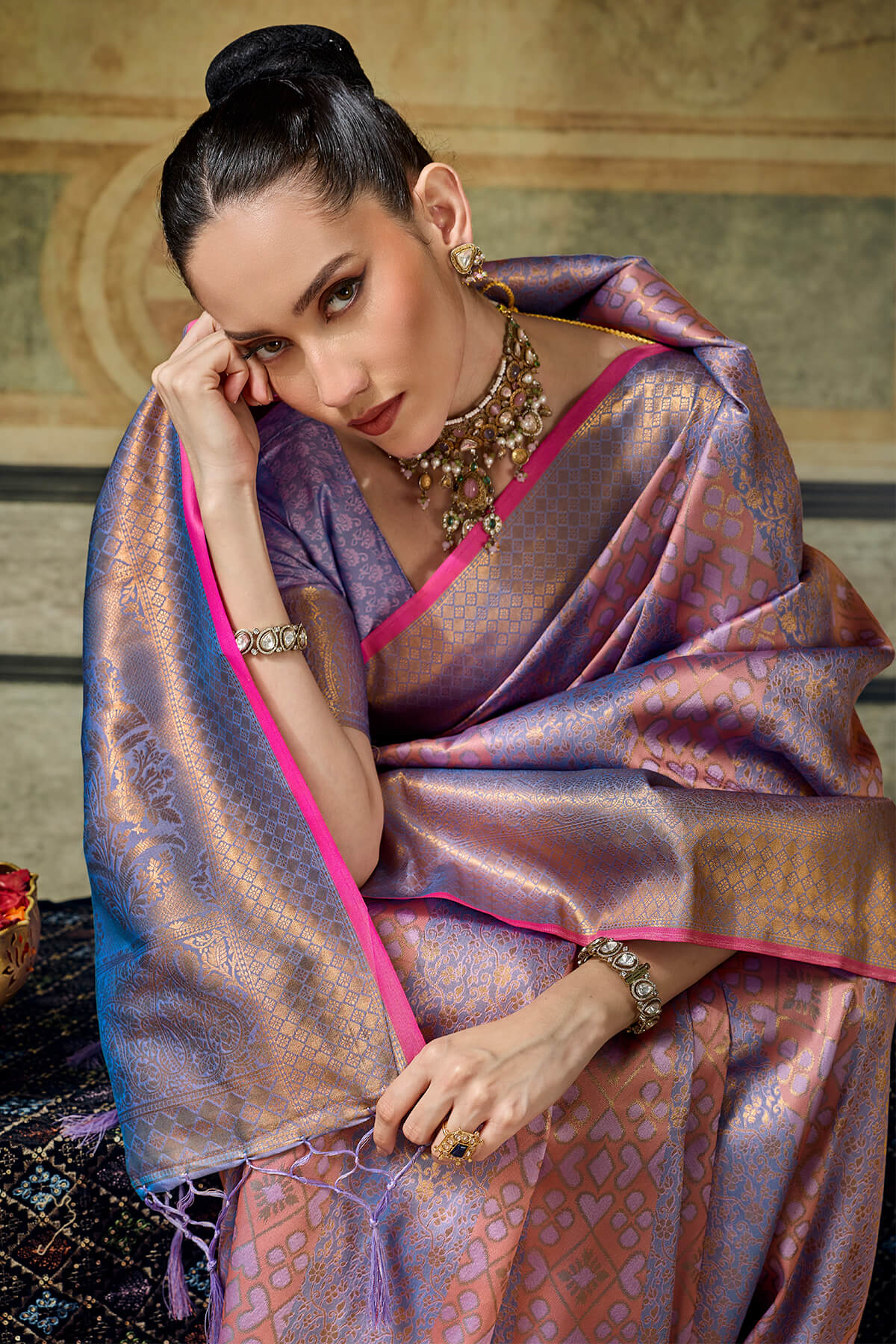 Shuttle Grey Zari Woven Kanjivaram Silk Saree