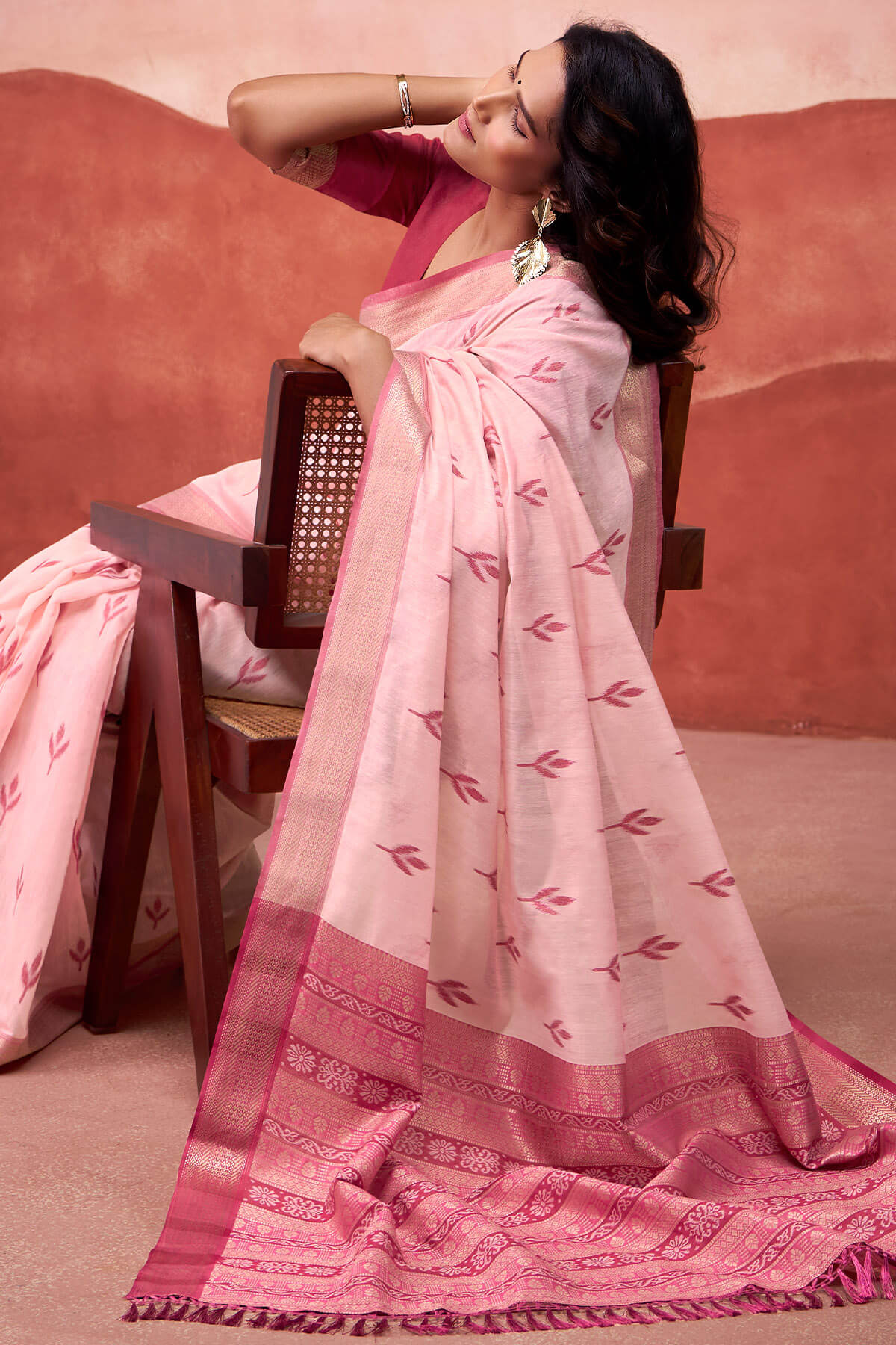 Soft Pink Modal Cotton Silk Saree