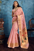 Soft Pink Paithani Tissue Silk Saree