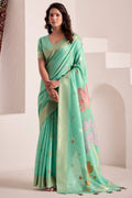 Summer Green Soft Linen Silk Saree