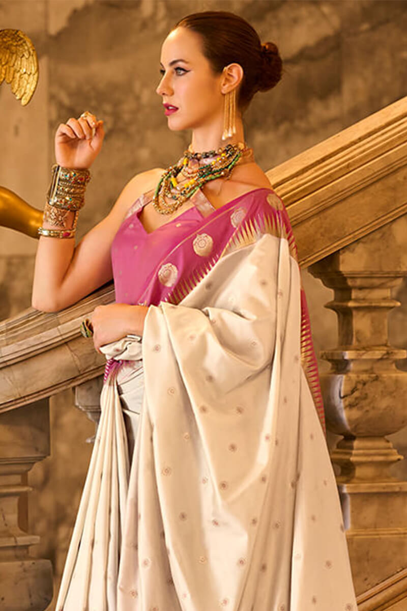 Sunlit Beige Soft Banarasi Silk Saree