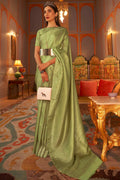 Tan Green Kanjivaram Silk Saree
