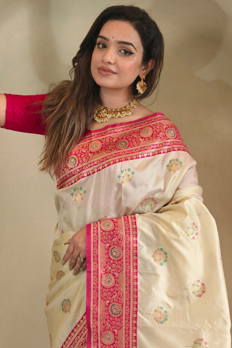 Timber Beige Banarasi Silk saree