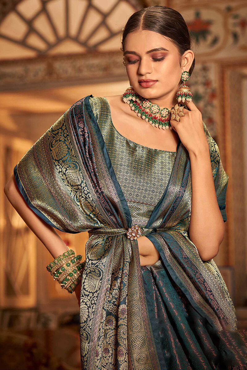Timber Green Kanjivaram Silk Saree