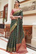Timber Green Patola Silk Saree