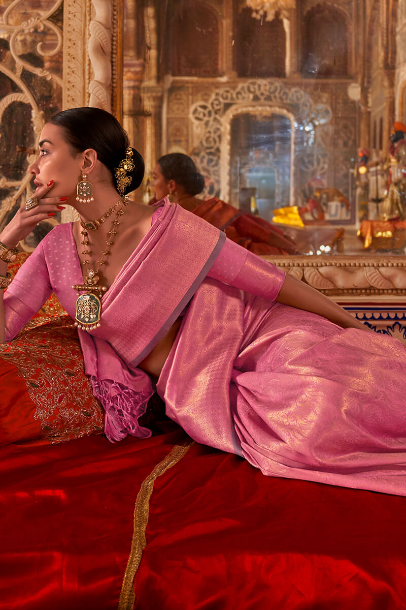 Tulip Pink Kanjivaram Saree