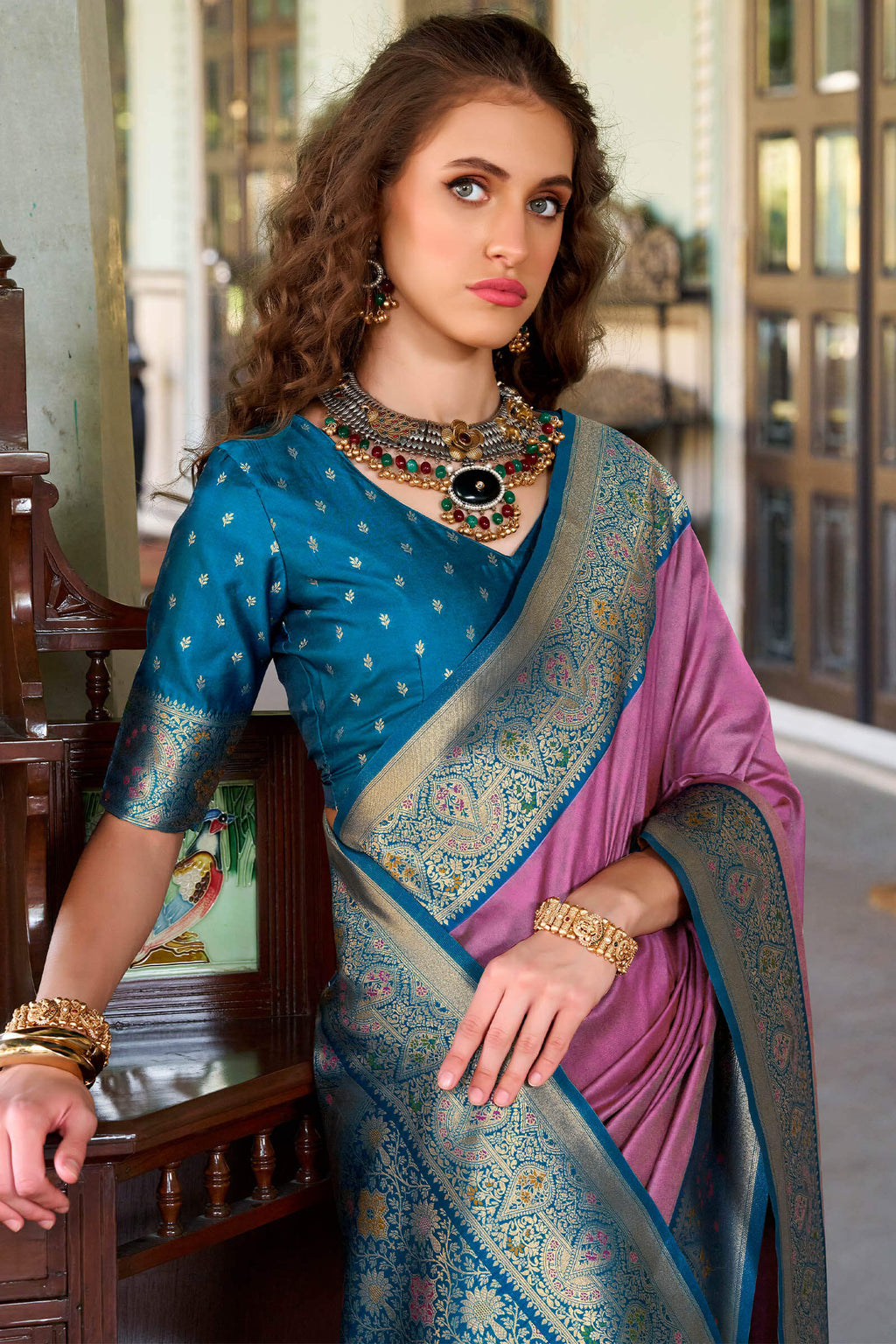 Tulip Pink Soft Silk Saree